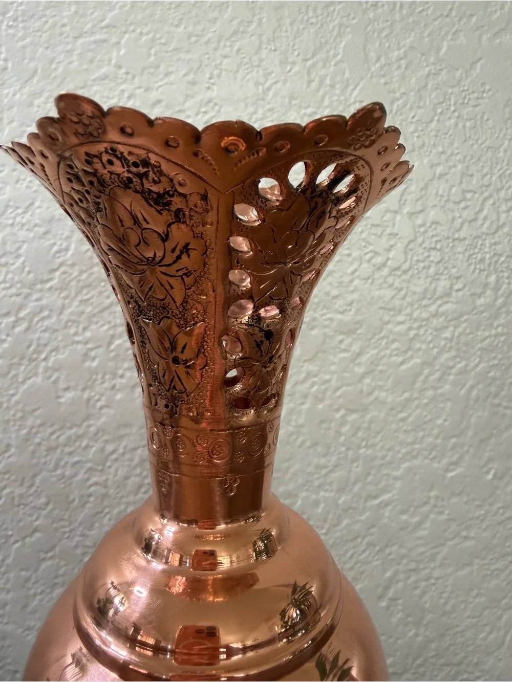 Handmade Turquoise Inlay Copper Vase ( Firoozeh koobi)